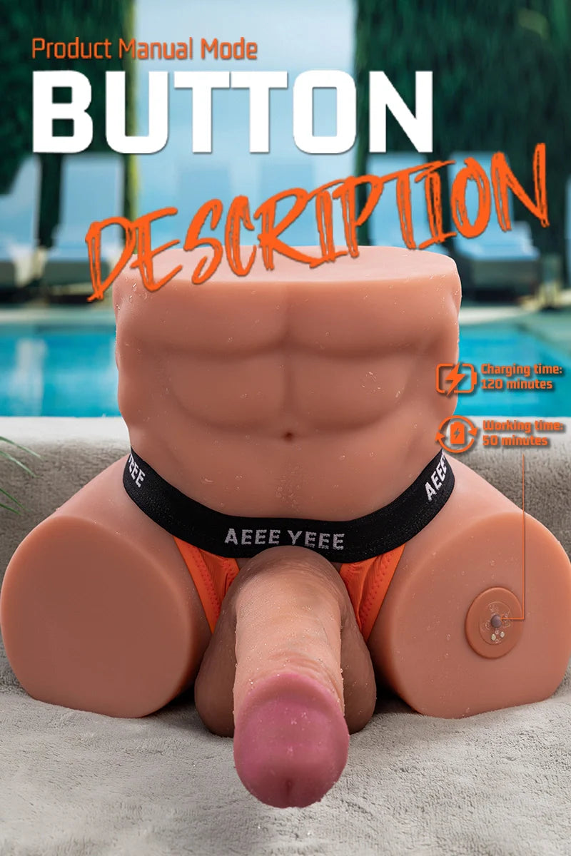 Gretel: 14.31LB Male Sex Doll Torso with 7.48" Thrusting & Vibrating Dildo