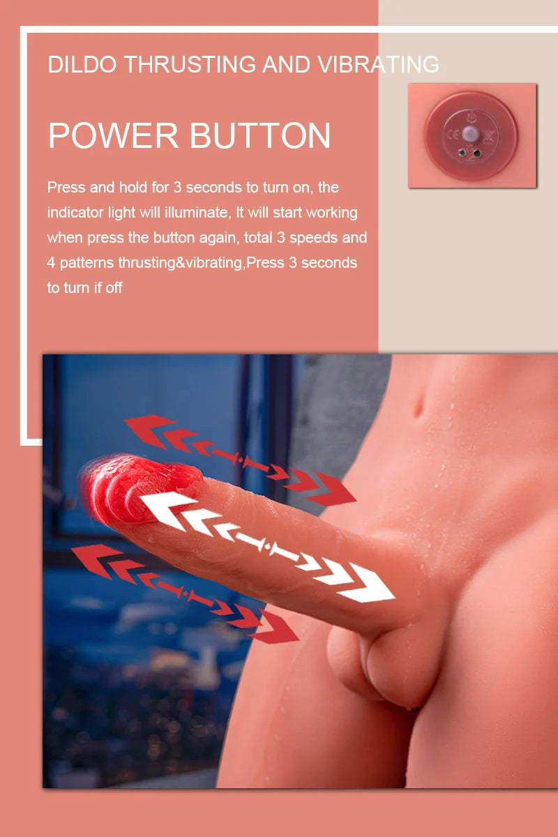 Archer: 17.63LB Male Torso with 6.69" Thrusting & Vibrating Dildo
