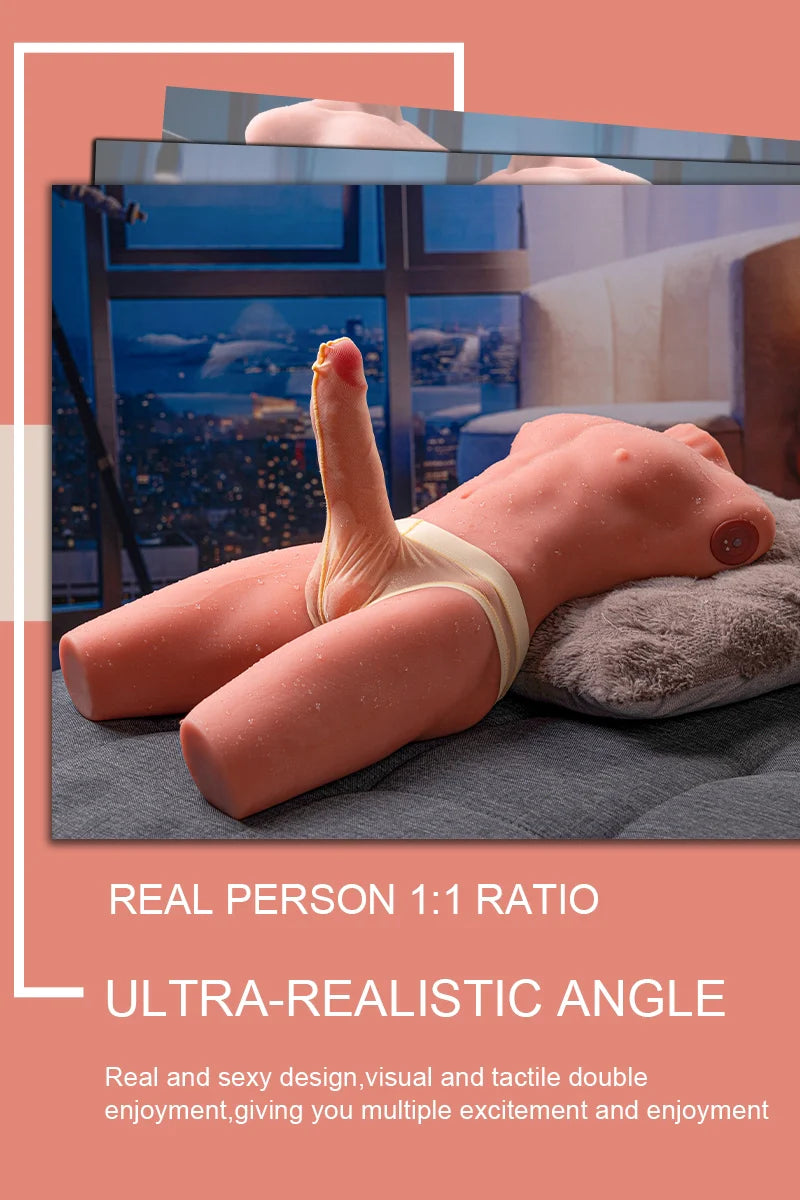 Archer: 17.63LB Male Torso with 6.69" Thrusting & Vibrating Dildo
