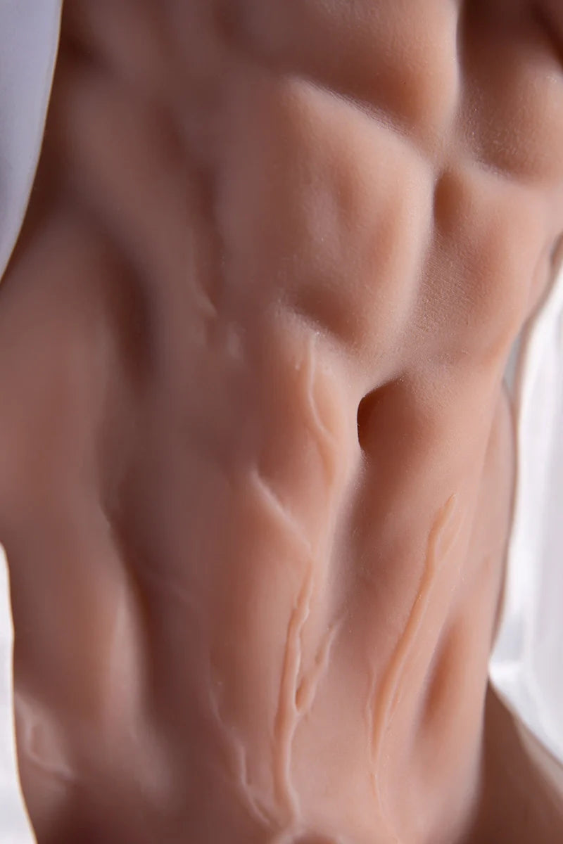 Kalel: 8.37LB Muscular Chest Male Torso with 8" x 1.57" Metal Keel Dildo