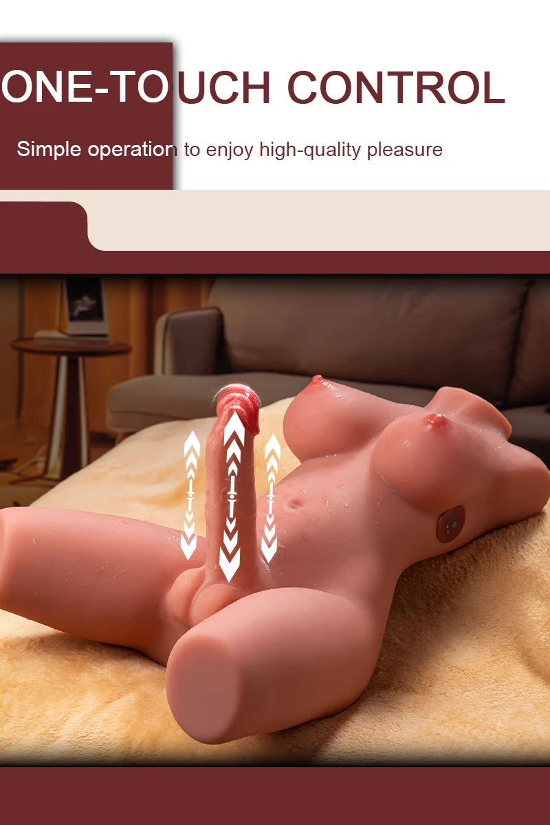 Maiya: 21.51LB Shemale Torso Sex Toy with 7.08" Thrusting Dildo